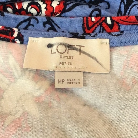 Ann Taylor Loft Blue Floral Sleeveless Casual Shift Dress Size MP - Picture 7 of 8